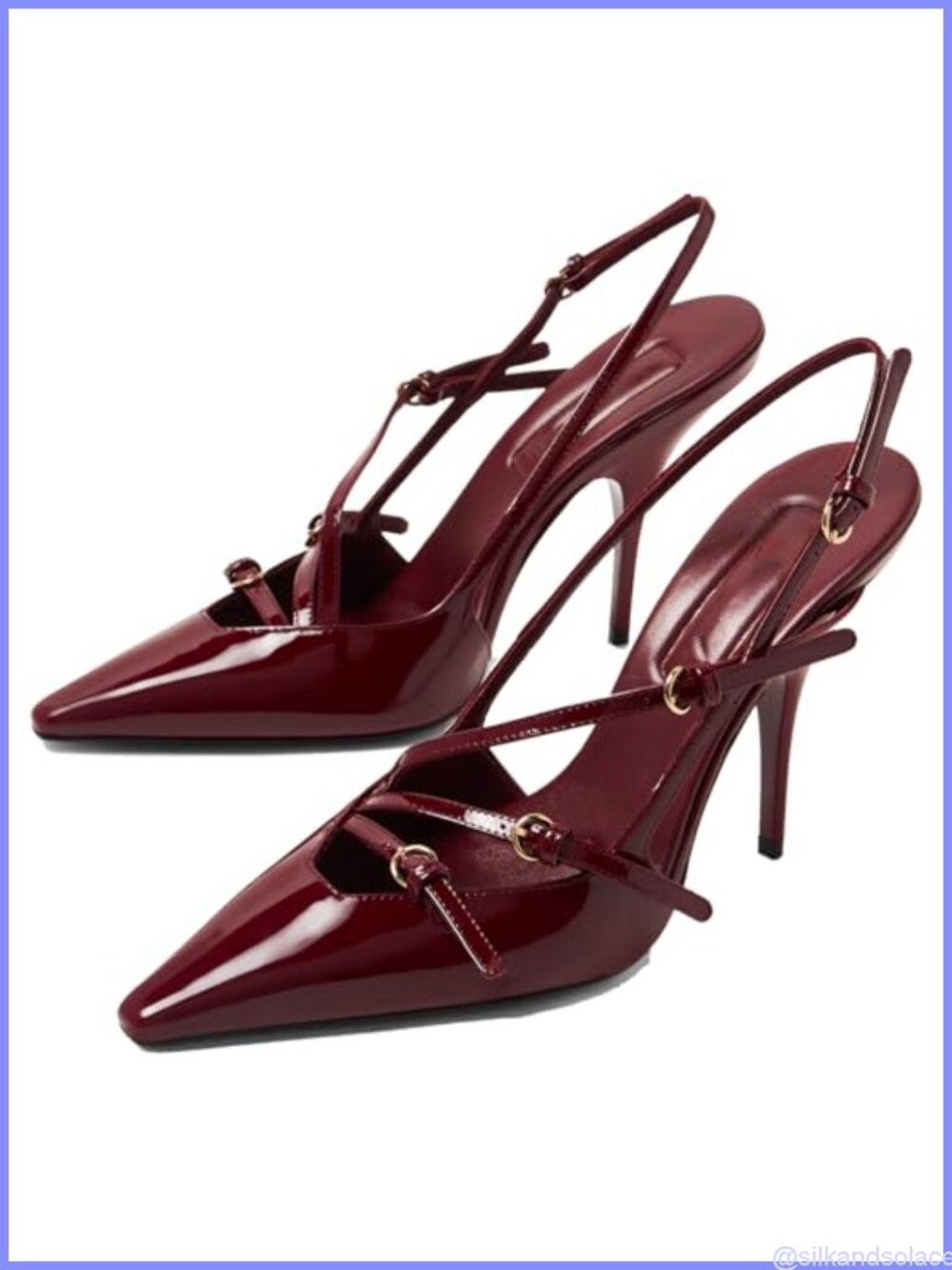 Slingback Kitten Heel Pointed Toe Buckle Strap Backless Slip On Pump